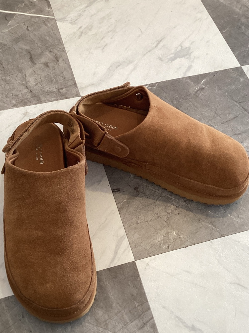 Suede Slip-On Clog with Back Strap - Brown